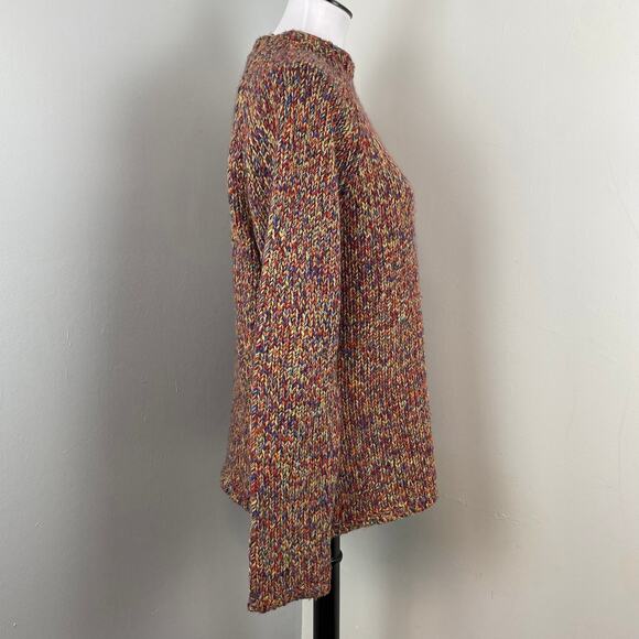 Vintage David Brooks Rainbow Marled Chunky Knit Mock Neck Sweater XL - Picture 3 of 6